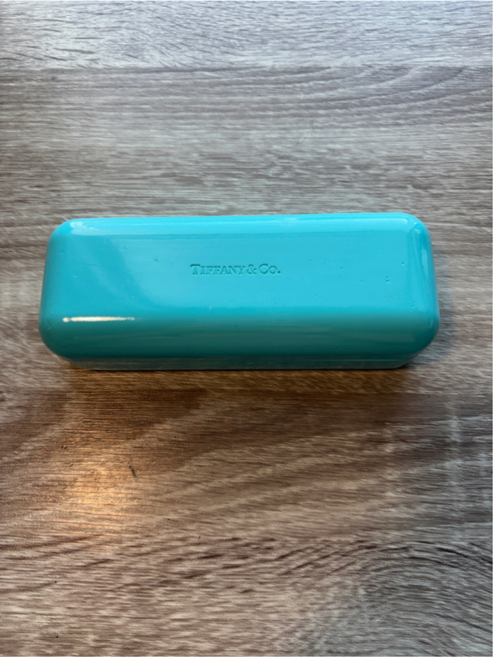 Tiffany & Co. Eyeglass Case One Size Blue Tan Luxury Designer